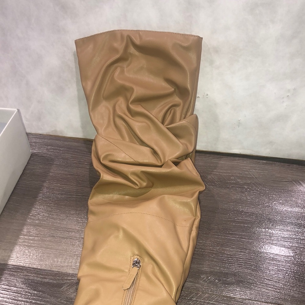 SCHUTZ Ashlee Slouch Tan Leather Over-the-Knee Stiletto Boots New - Picture 5 of 11